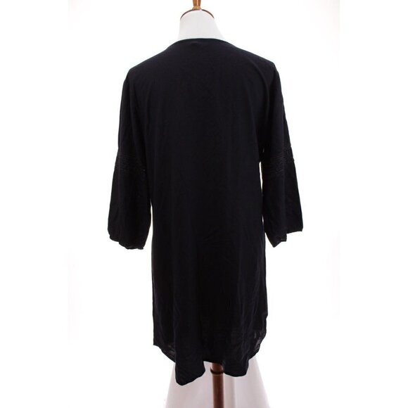 Solitaire Anthropologie Sz M Embroidered Shift Tunic Dress Navy Blue - Picture 7 of 13